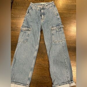 Blue Relaxed Wide-Leg Jeans